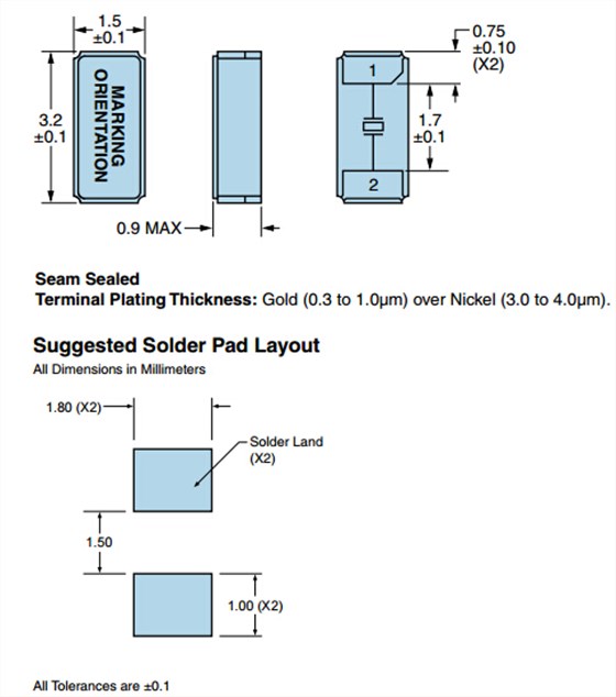 E8WSDC12-32.768K晶振,無(wú)源貼片晶振,3215mm晶振