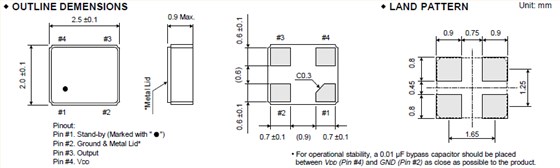 FCXO-05E晶振,OSC振蕩器,超小型2520晶振