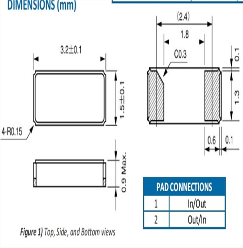 32.768K|ECS-.327-CDX-1128|ECS-CDX|3215mm|音叉晶體