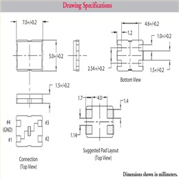 7050mm,耐爾晶振,NF7系列晶振,NF7-50.000-B-A-B-A-30,50MHZ