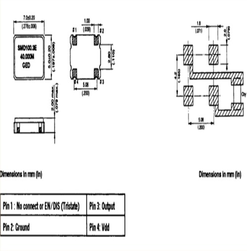 SMD100.3C(E/D)-50.000MHz,7050mm,GED低電壓晶振,50MHZ振蕩器