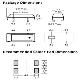 奧斯康利晶體,223系列晶振,223-000312-20,8038mm,32.768KHZ